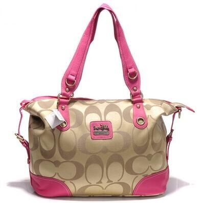 Coach Logo In Signature Small Pink Totes BKR - Click Image to Close